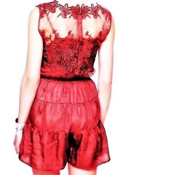 Embroidered Shortie Jumpsuit Satin Shorts ROMPER - Picture 1 of 8